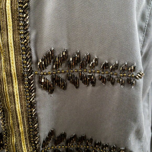 Chicos S Embellished Band Jacket Green Gold - Picture 2 of 10